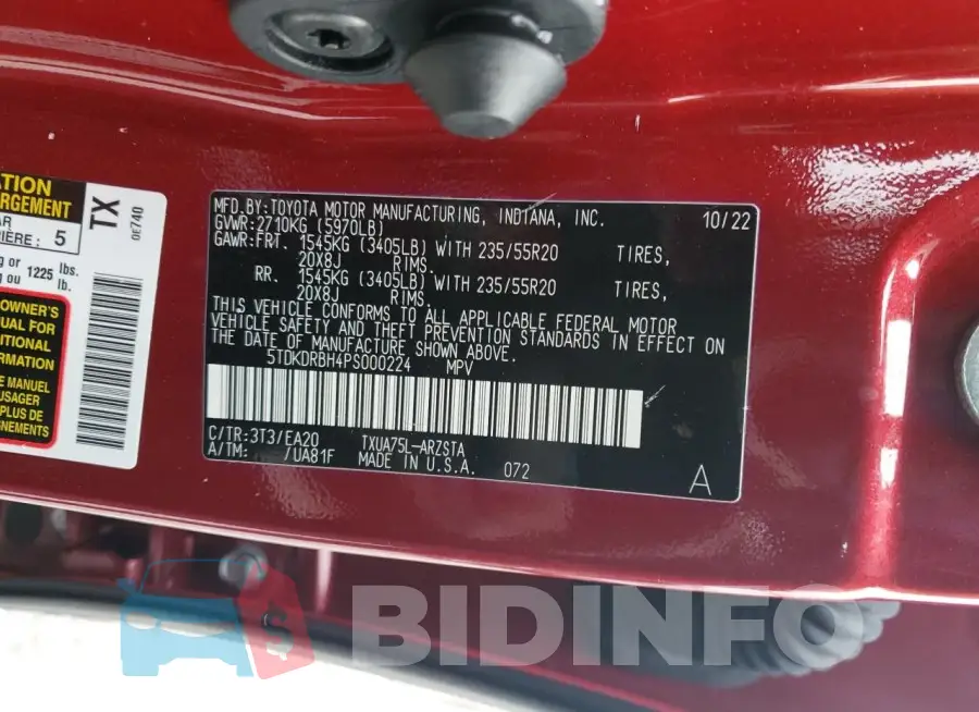 5TDKDRBH4PS000224 Photo# 13