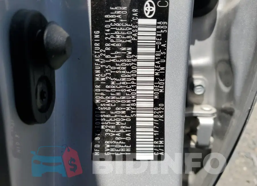 5YFB4MDE1PP000762 Photo# 12