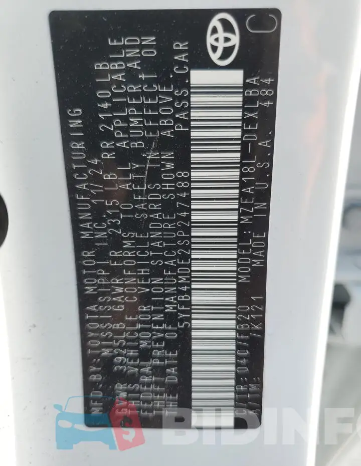 5YFB4MDE2SP247488 Photo# 12