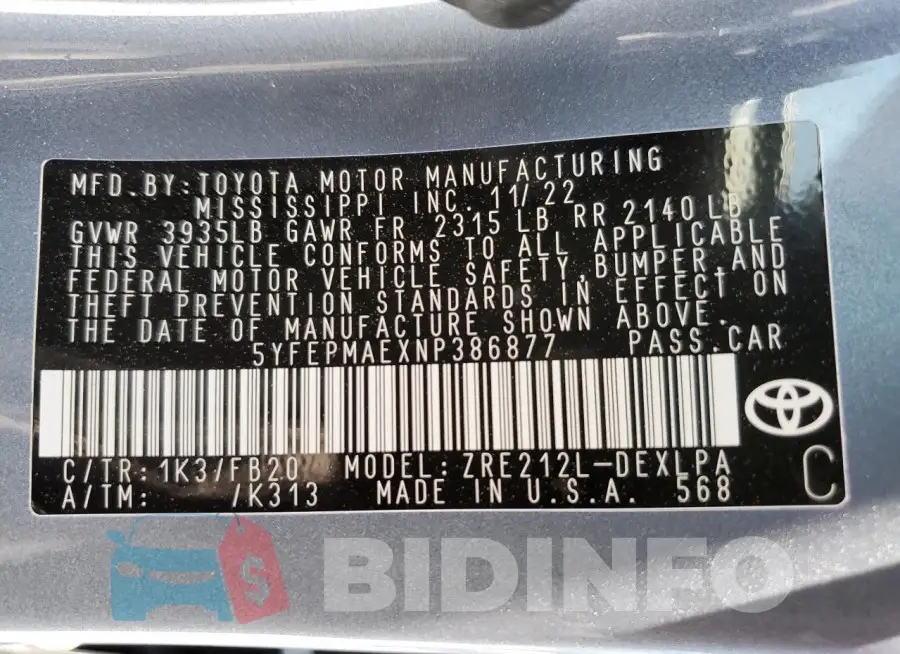 5YFEPMAEXNP386877 Photo# 13