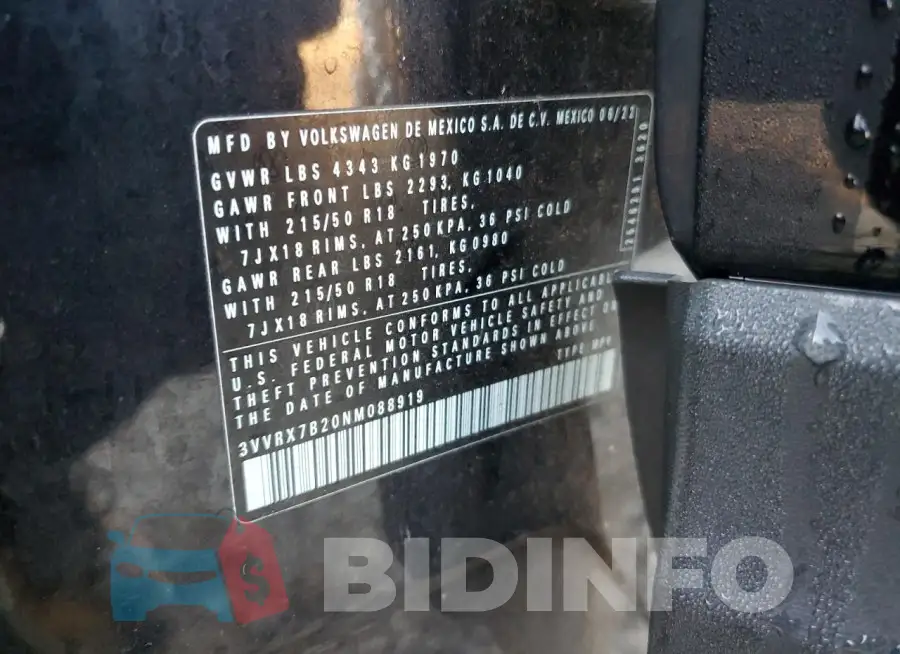 3VVRX7B20NM088919 Photo# 12
