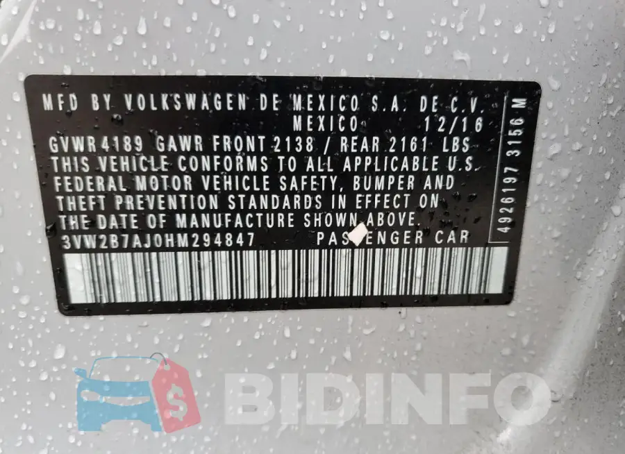 3VW2B7AJ0HM294847 Photo# 12