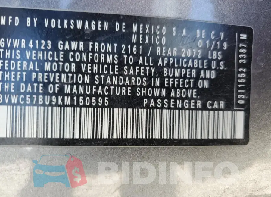 3VWC57BU9KM150595 Photo# 13