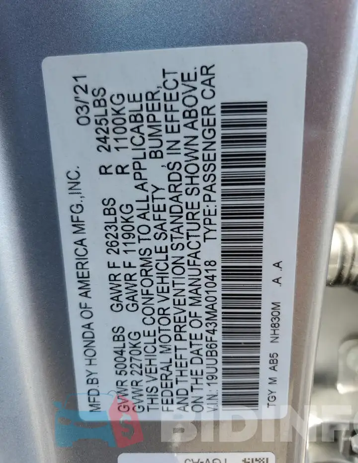 19UUB6F43MA010418 Photo# 12
