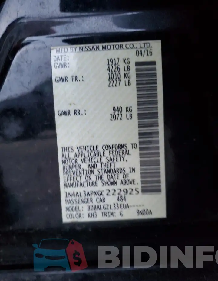 1N4AL3APXGC222925 Photo# 12