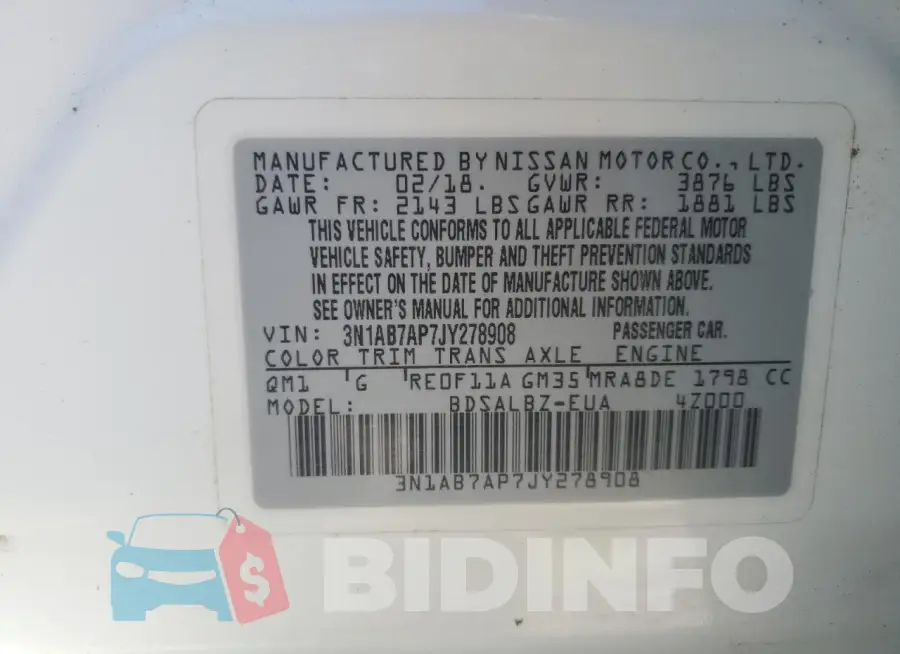 3N1AB7AP7JY278908 Photo# 12