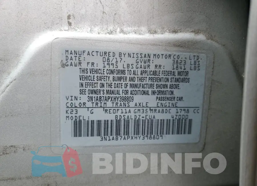 3N1AB7APXHY398809 Photo# 12