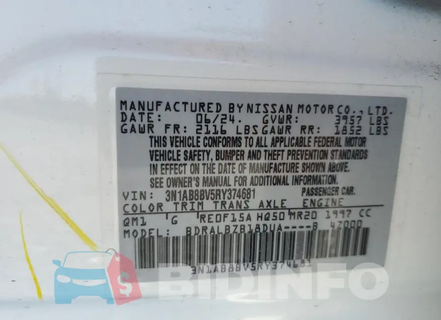 3N1AB8BV5RY374681 Photo# 12