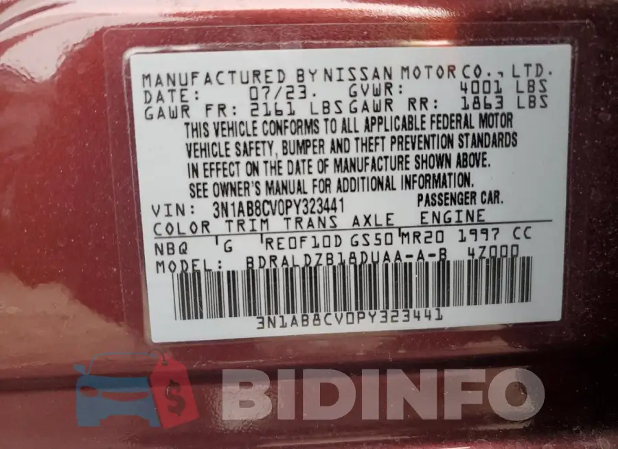 3N1AB8CV0PY323441 Photo# 13