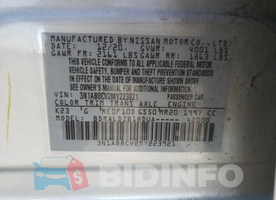 3N1AB8CV2MY223921 Photo# 13