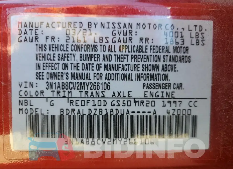 3N1AB8CV2MY266106 Photo# 13
