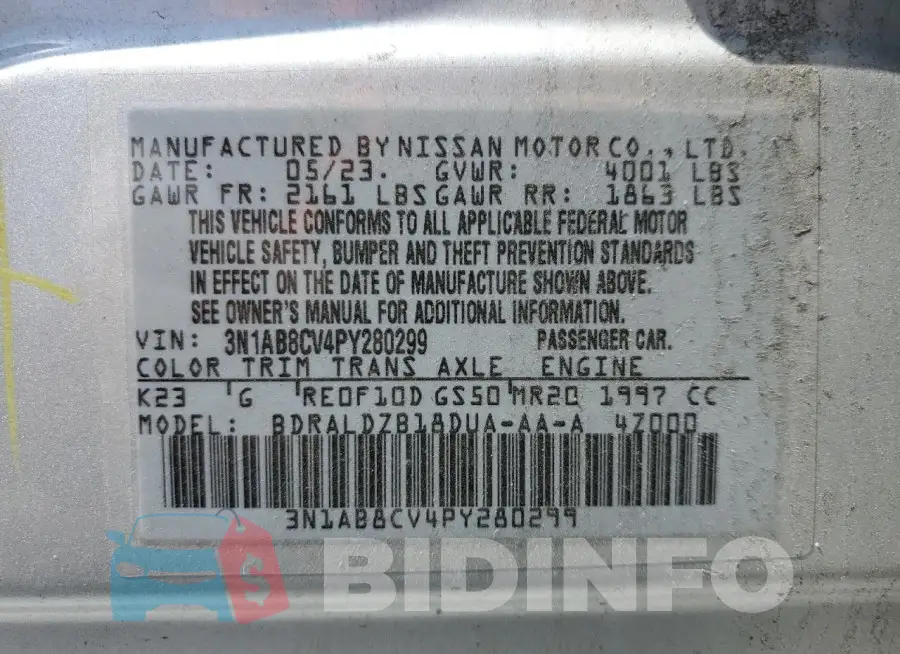 3N1AB8CV4PY280299 Photo# 12