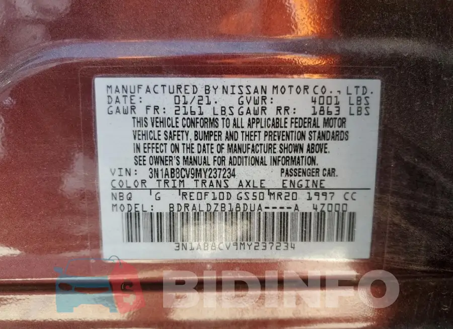3N1AB8CV9MY237234 Photo# 12
