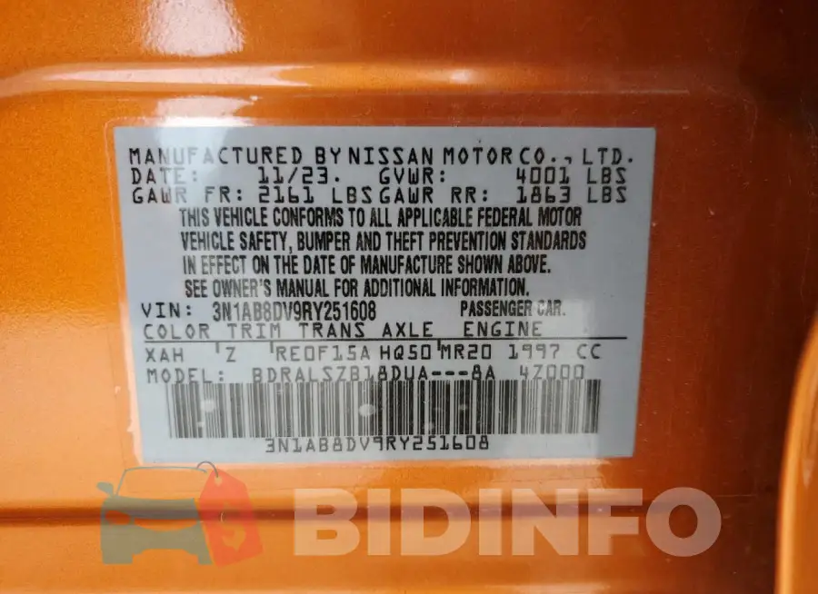 3N1AB8DV9RY251608 Photo# 12