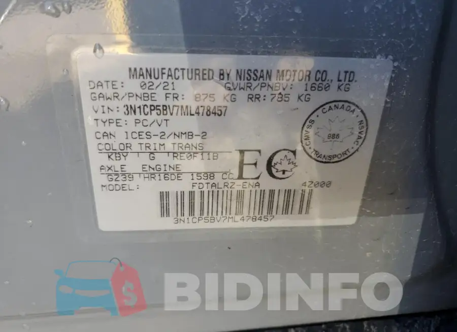 3N1CP5BV7ML478457 Photo# 13