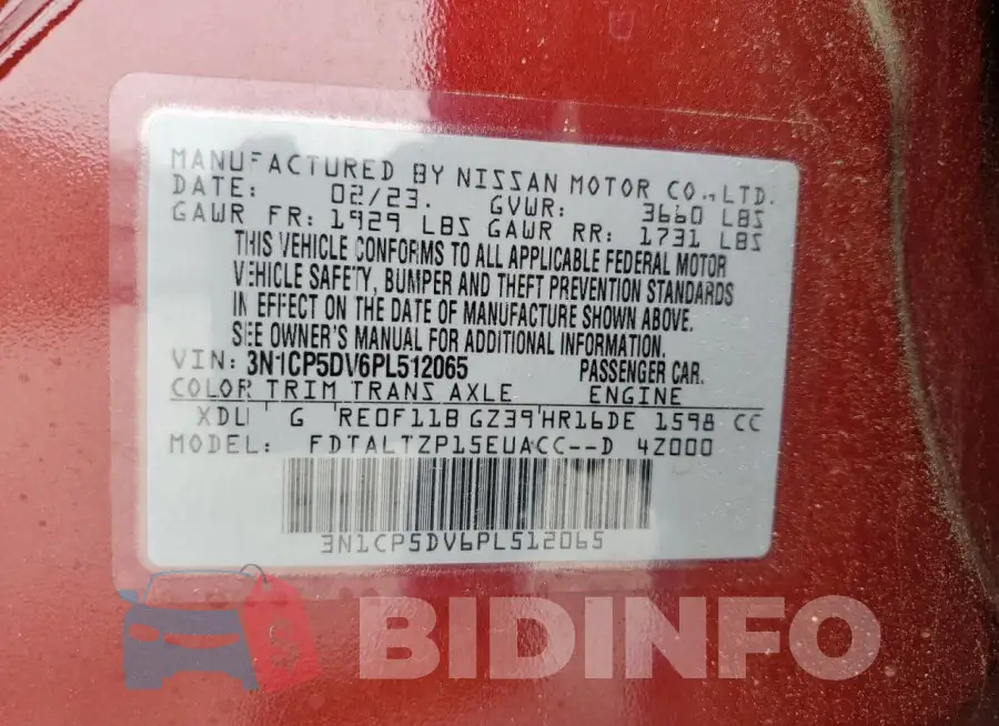 3N1CP5DV6PL512065 Photo# 13