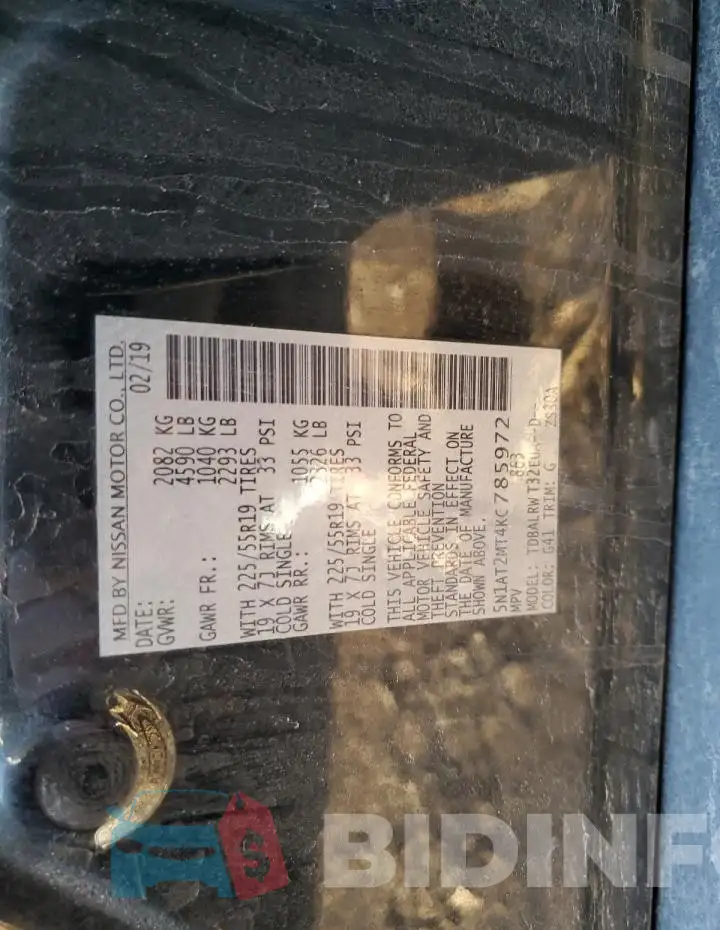 5N1AT2MT4KC785972 Photo# 12
