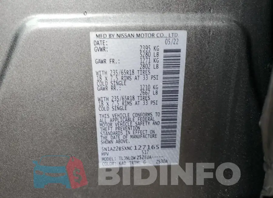 5N1AZ2BSXNC127165 Photo# 14