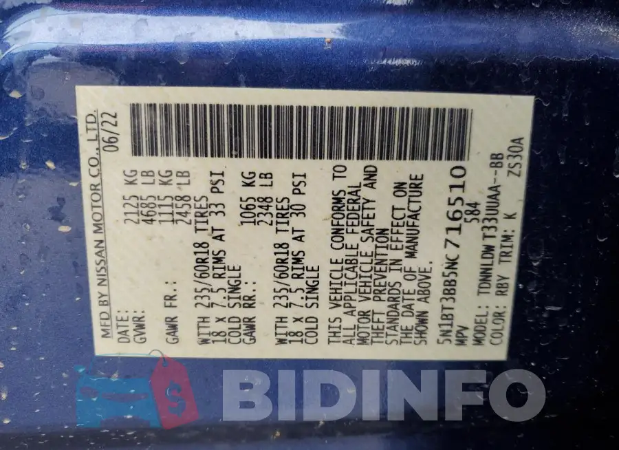 5N1BT3BB5NC716510 Photo# 13