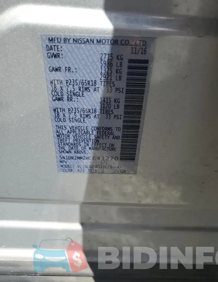 5N1DR2MM2HC641270 Photo# 14