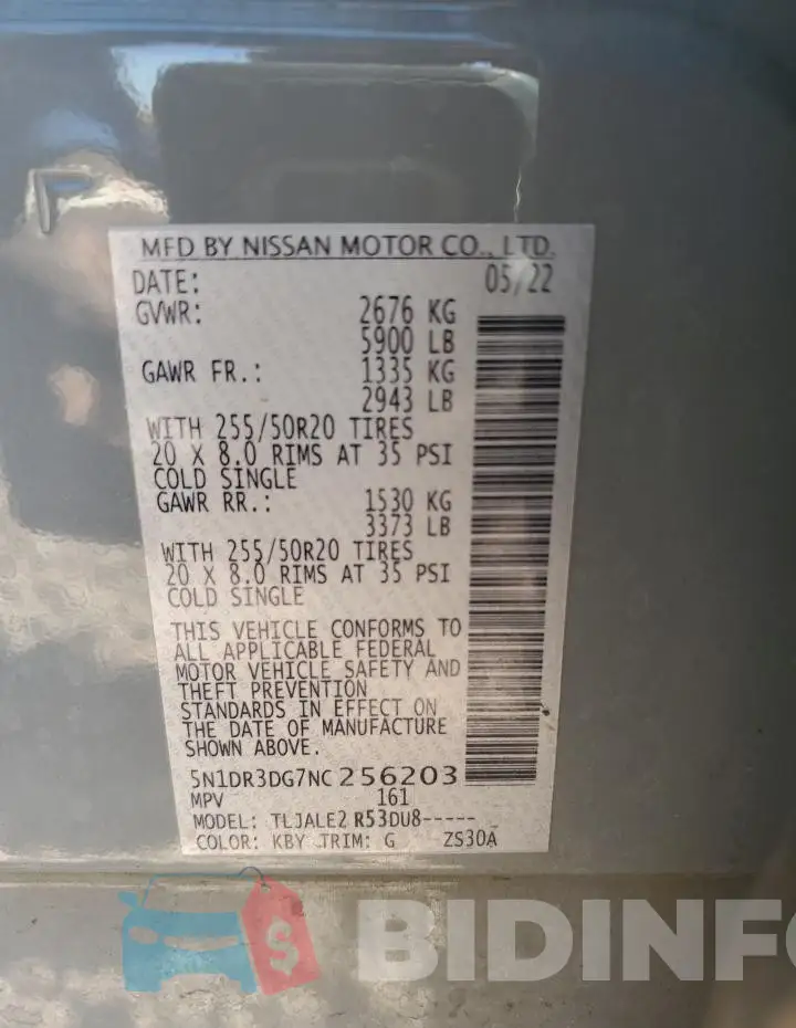 5N1DR3DG7NC256203 Photo# 12