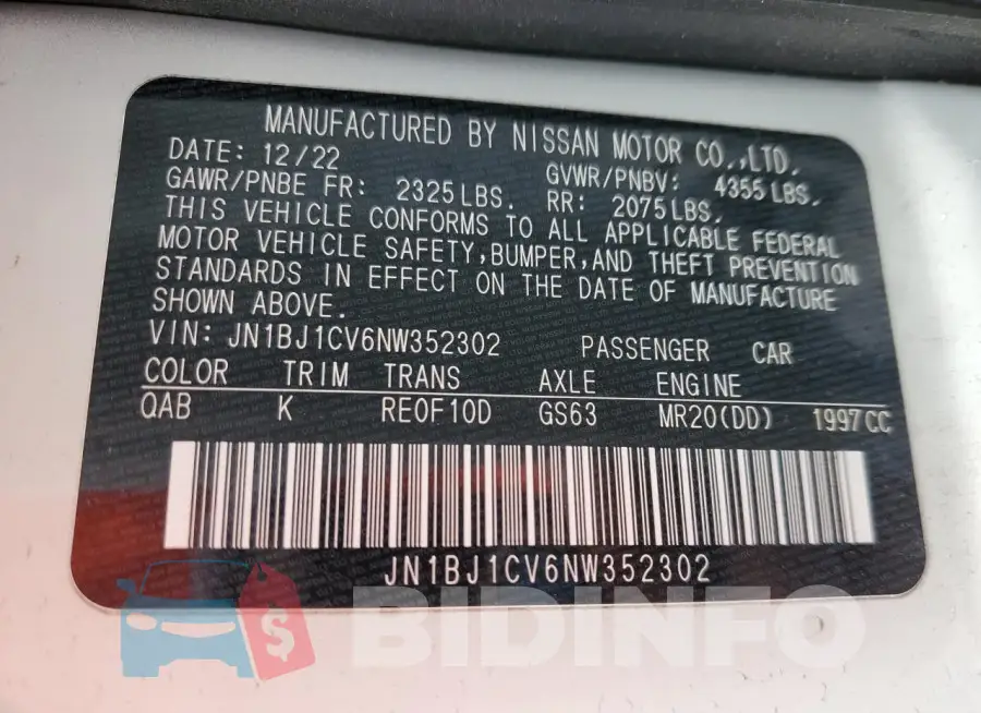 JN1BJ1CV6NW352302 Photo# 13