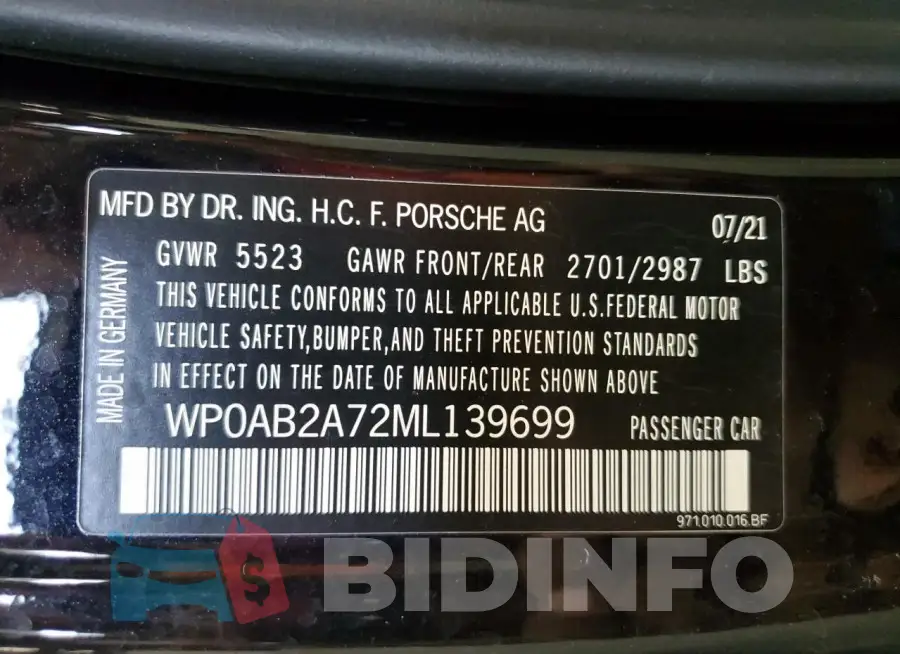 WP0AB2A72ML139699 Photo# 13