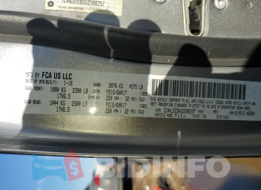 1C4NJDEB0GD598257 Photo# 14