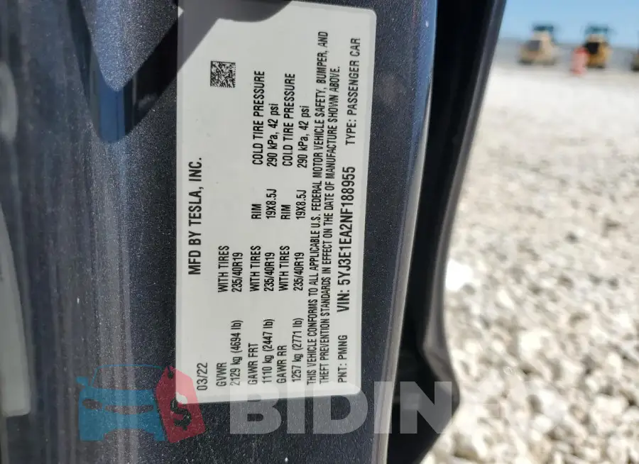 5YJ3E1EA2NF188955 Photo# 13