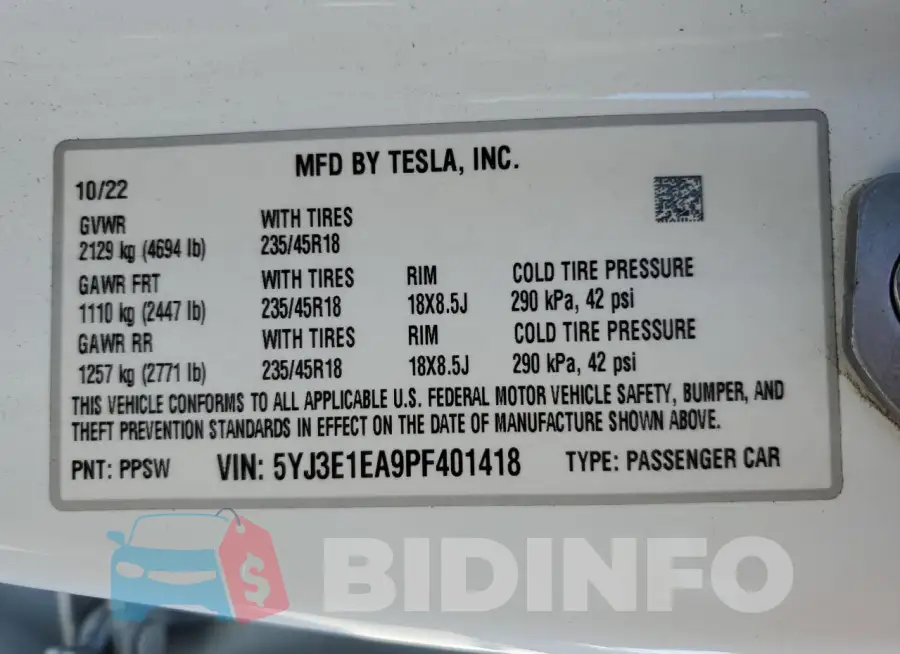5YJ3E1EA9PF401418 Photo# 12