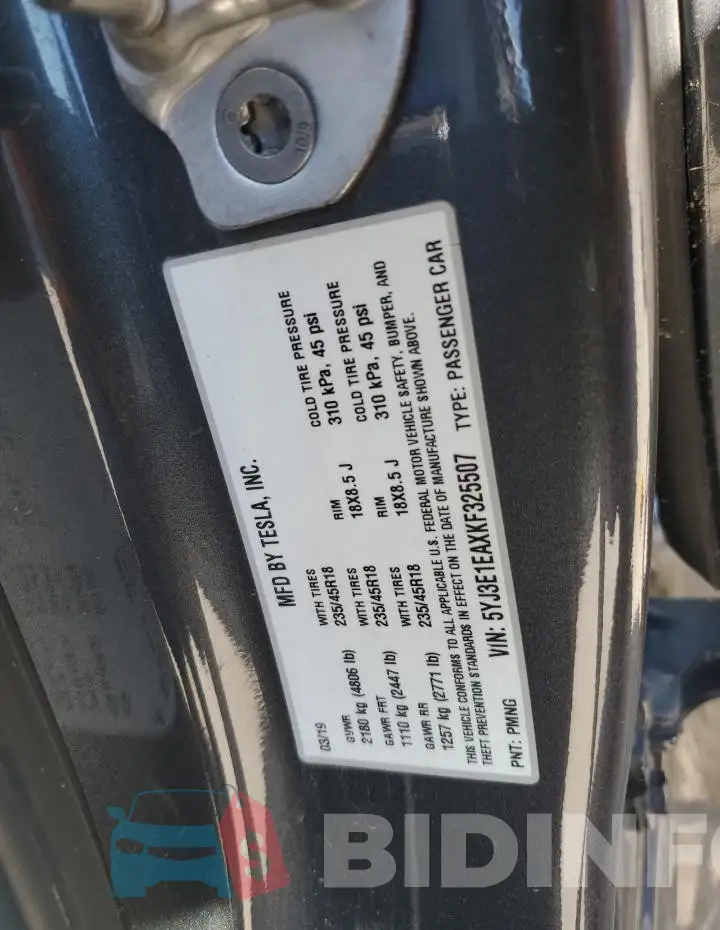 5YJ3E1EAXKF325507 Photo# 12