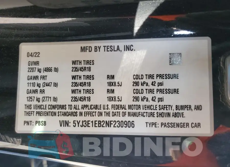 5YJ3E1EB2NF230906 Photo# 13