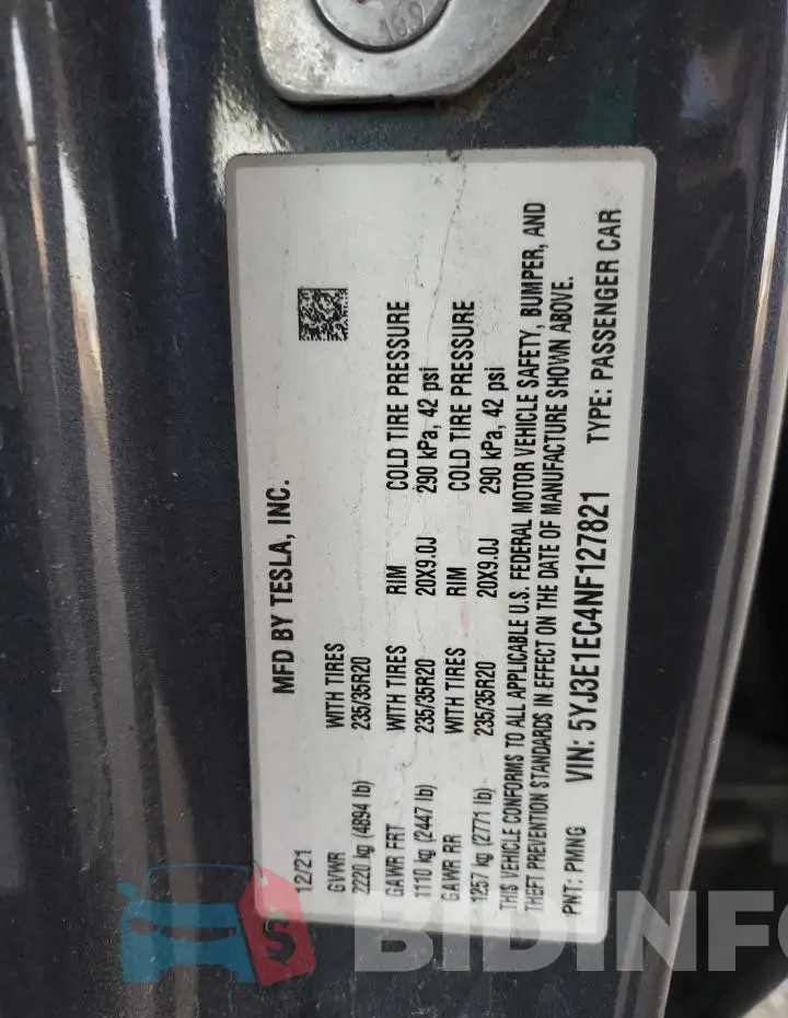 5YJ3E1EC4NF127821 Photo# 12