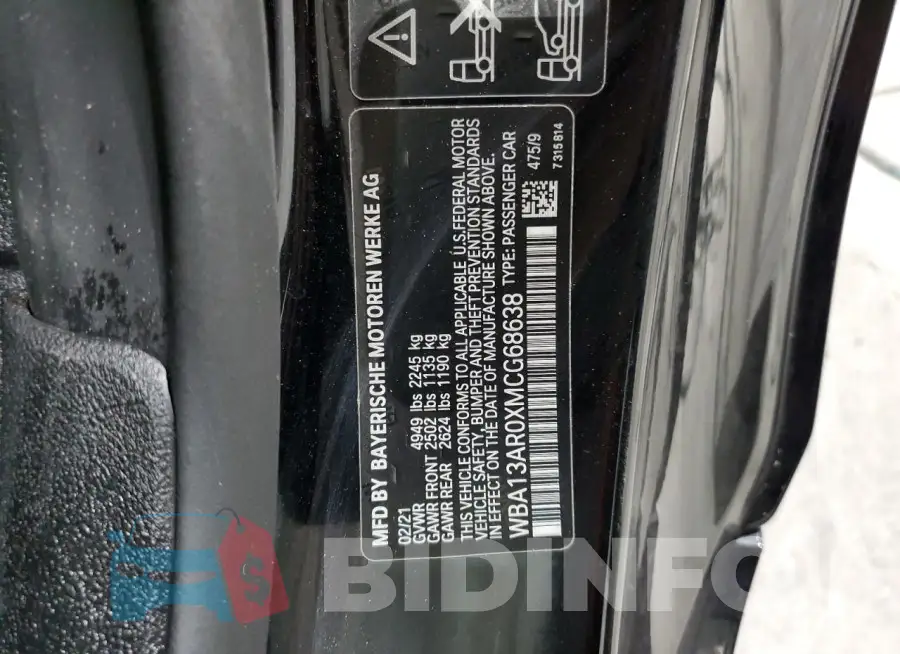 WBA13AR0XMCG68638 Photo# 12