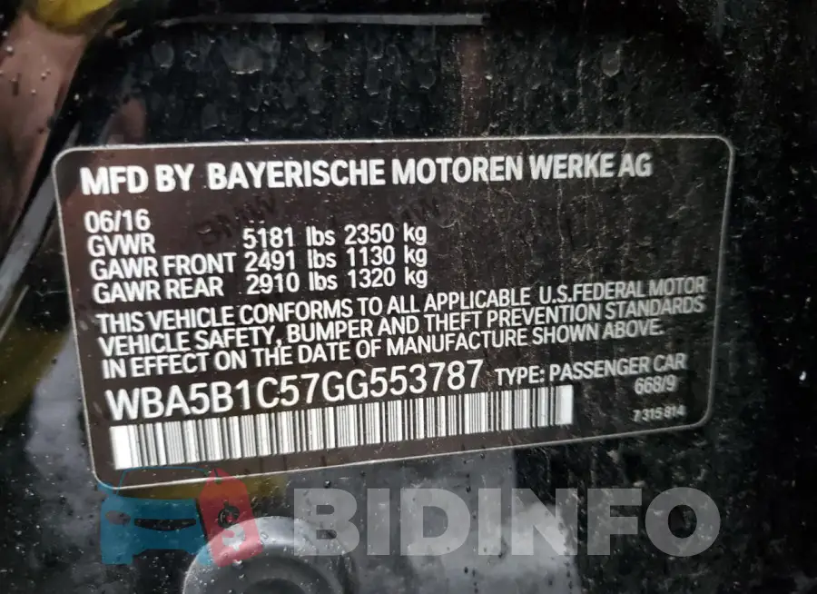 WBA5B1C57GG553787 Photo# 12