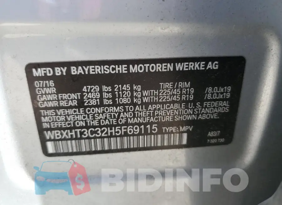 WBXHT3C32H5F69115 Photo# 13