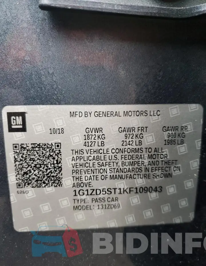 1G1ZD5ST1KF109043 Photo# 12
