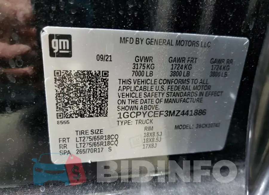 1GCPYCEF3MZ441886 Photo# 12