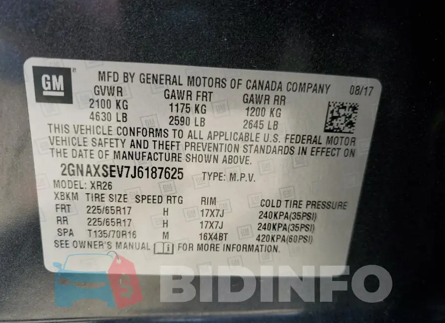 2GNAXSEV7J6187625 Photo# 13