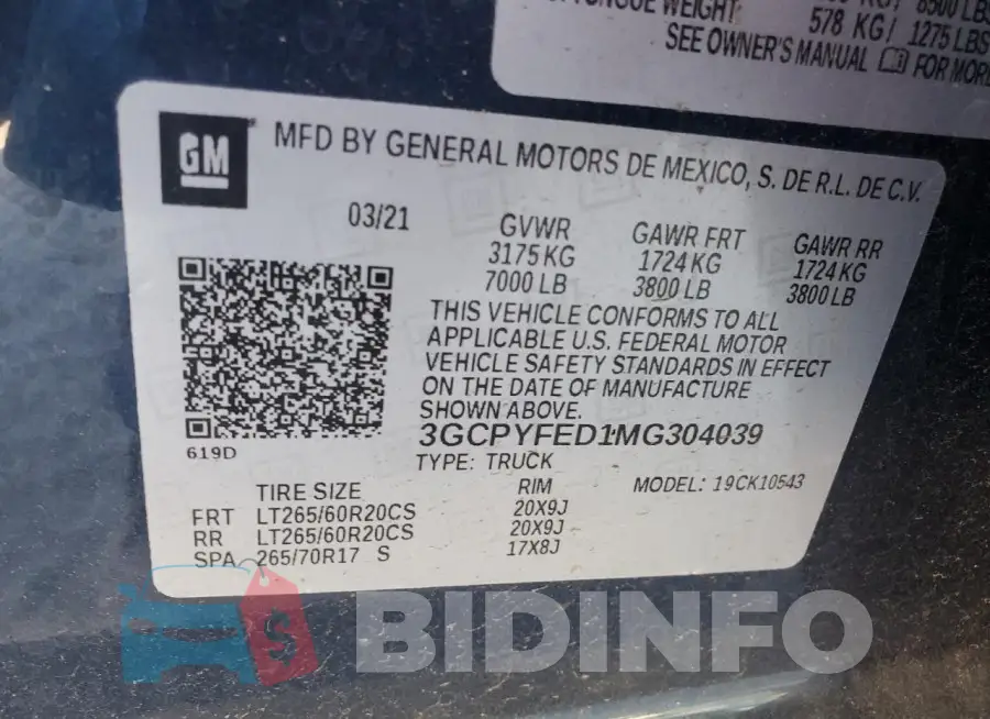 3GCPYFED1MG304039 Photo# 12