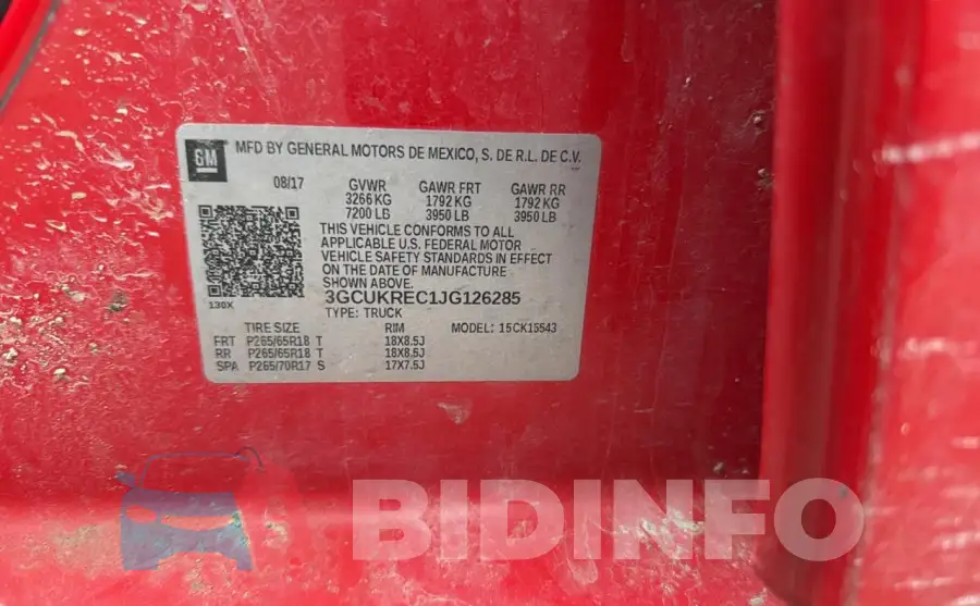 3GCUKREC1JG126285 Photo# 10