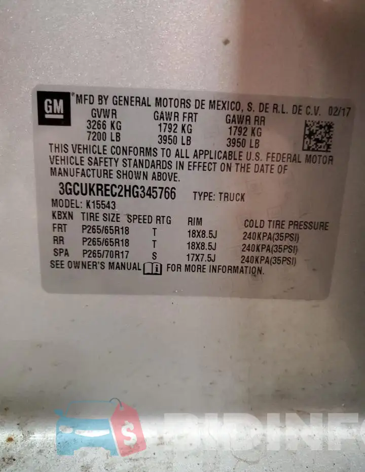 3GCUKREC2HG345766 Photo# 12
