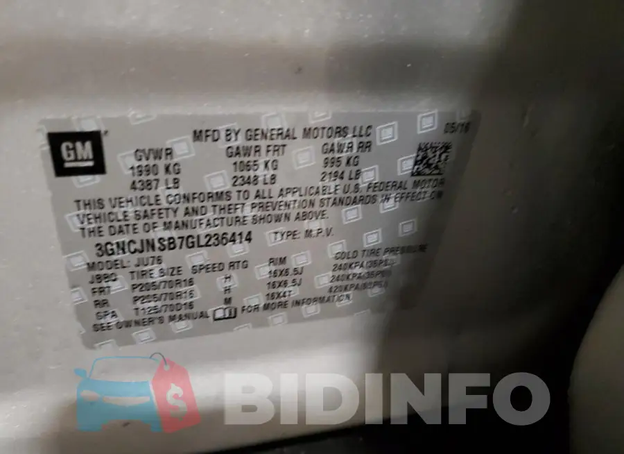 3GNCJNSB7GL236414 Photo# 12