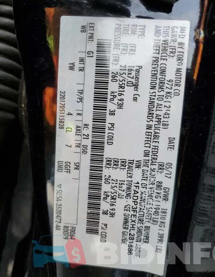 1FADP3FEXHL281886 Photo# 12