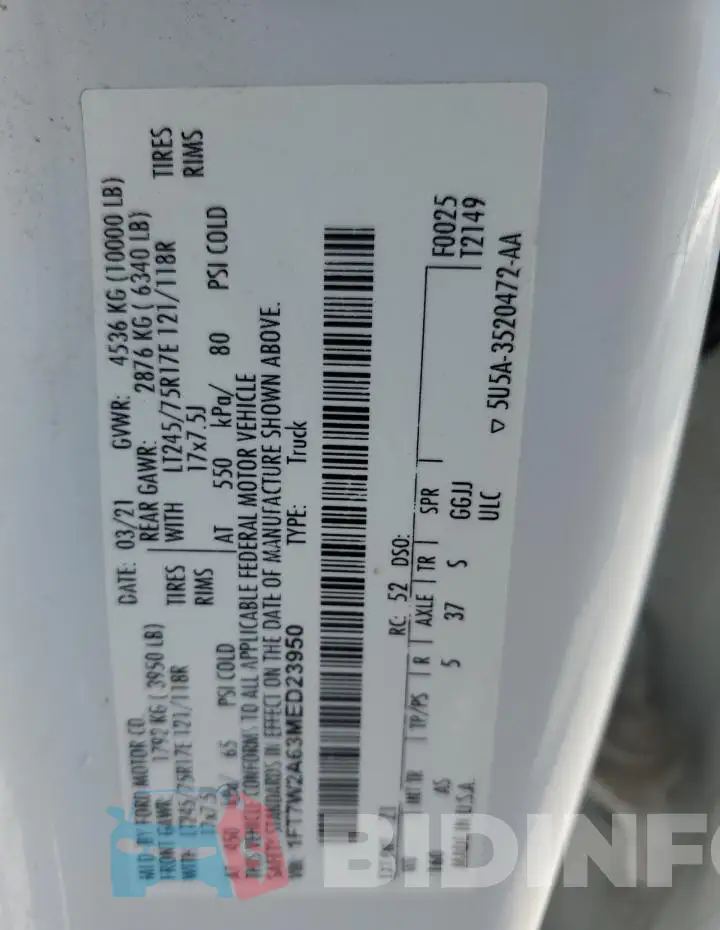 1FT7W2A63MED23950 Photo# 13