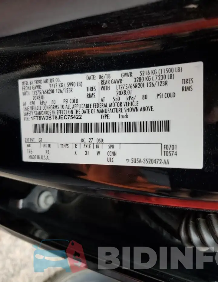1FT8W3BT8JEC75422 Photo# 12