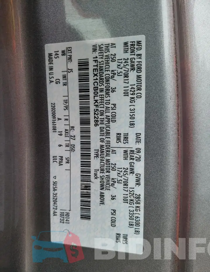 1FTEX1CB0LKF52286 Photo# 12