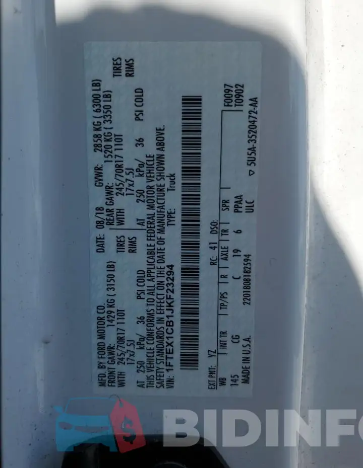1FTEX1CB1JKF23294 Photo# 12