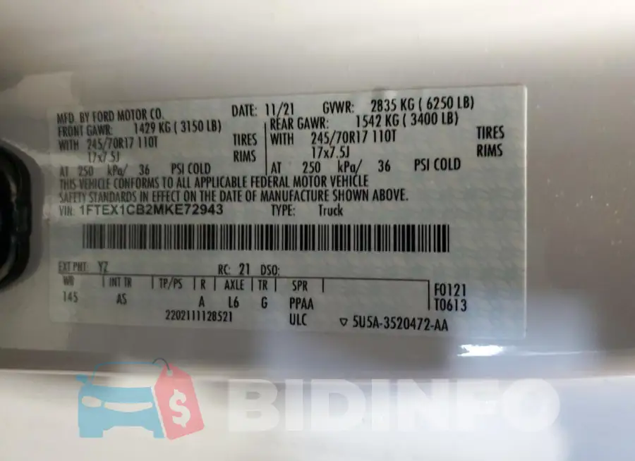 1FTEX1CB2MKE72943 Photo# 12