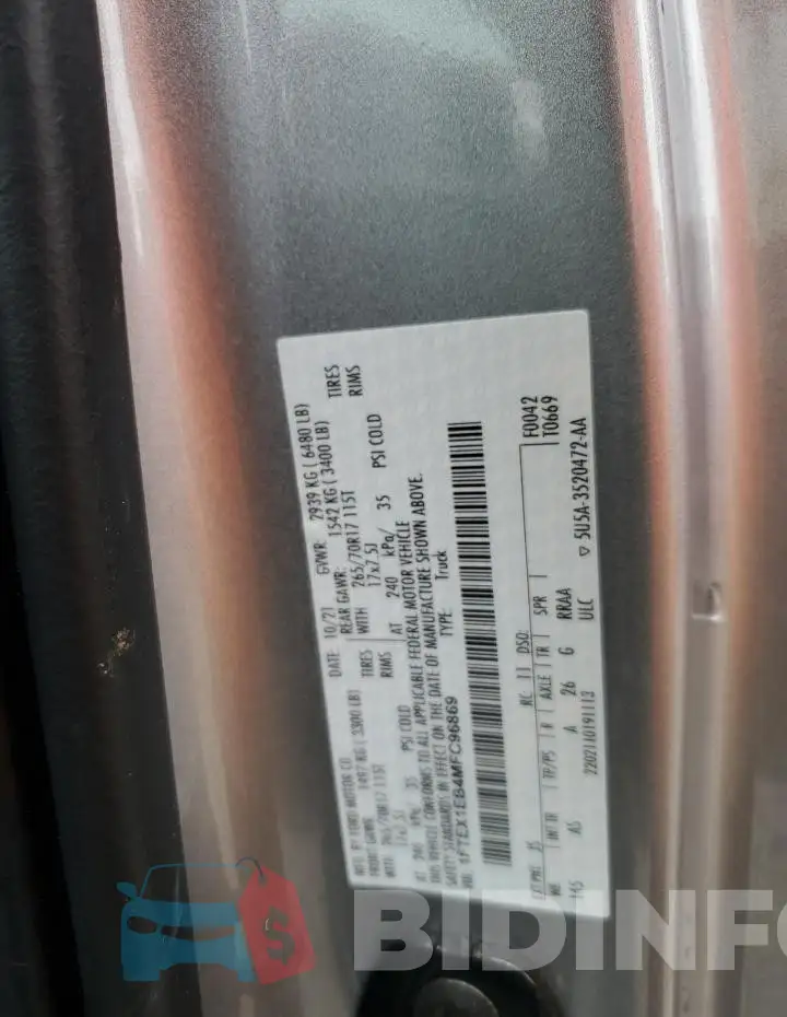 1FTEX1EB4MFC96869 Photo# 12